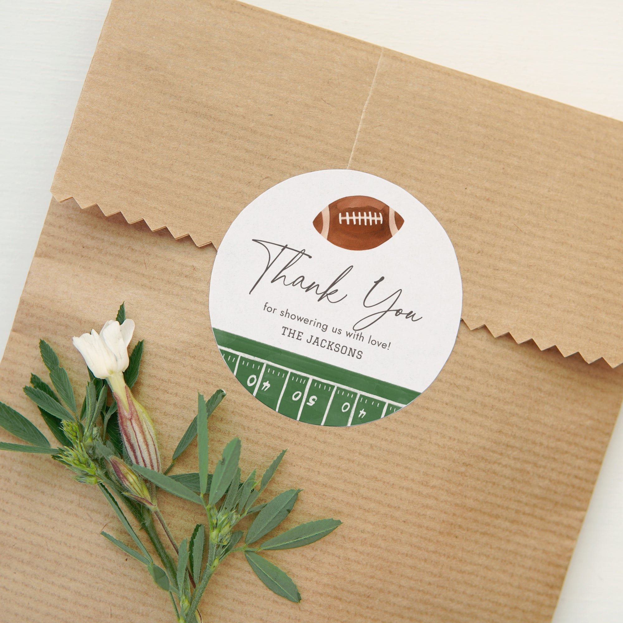 Football Baby Shower Round Favor Tag Template