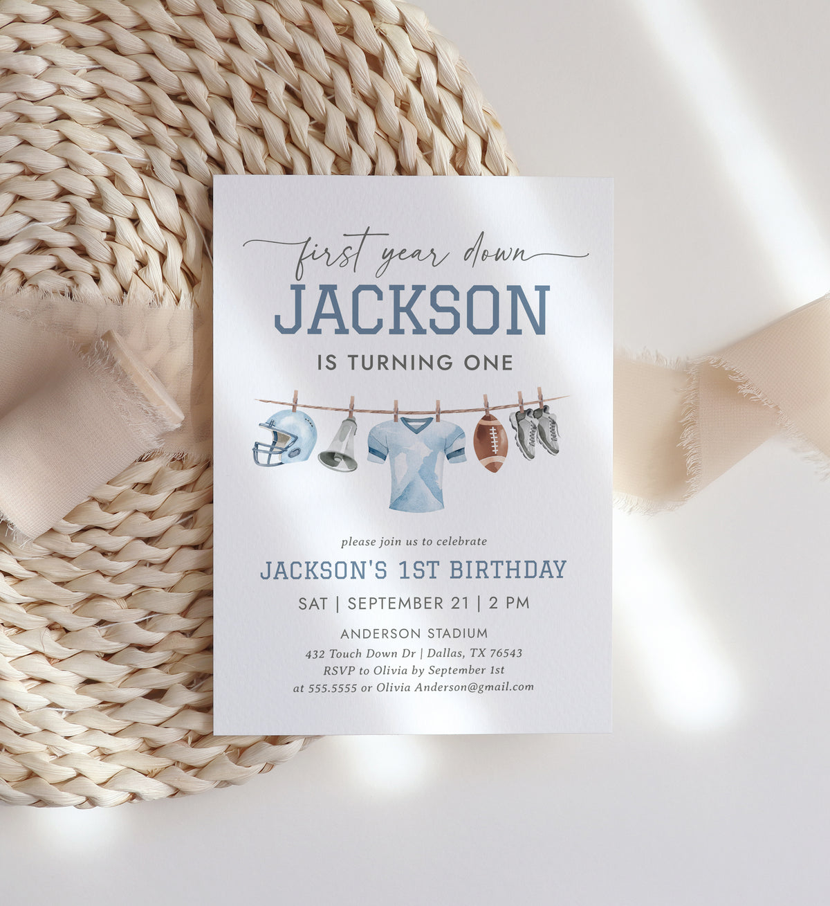 Football Clothesline Birthday Invitation Template