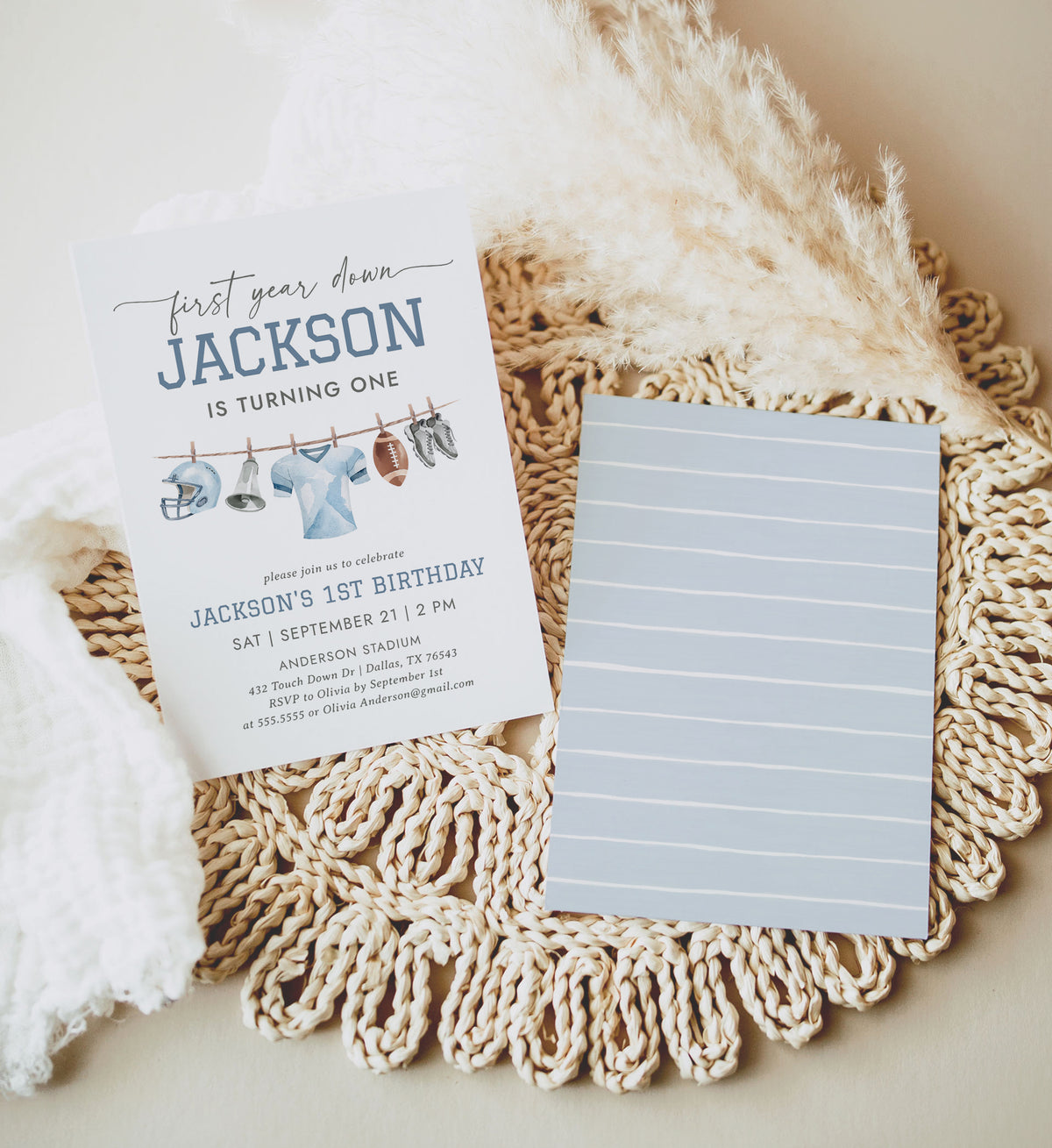 Football Clothesline Birthday Invitation Template