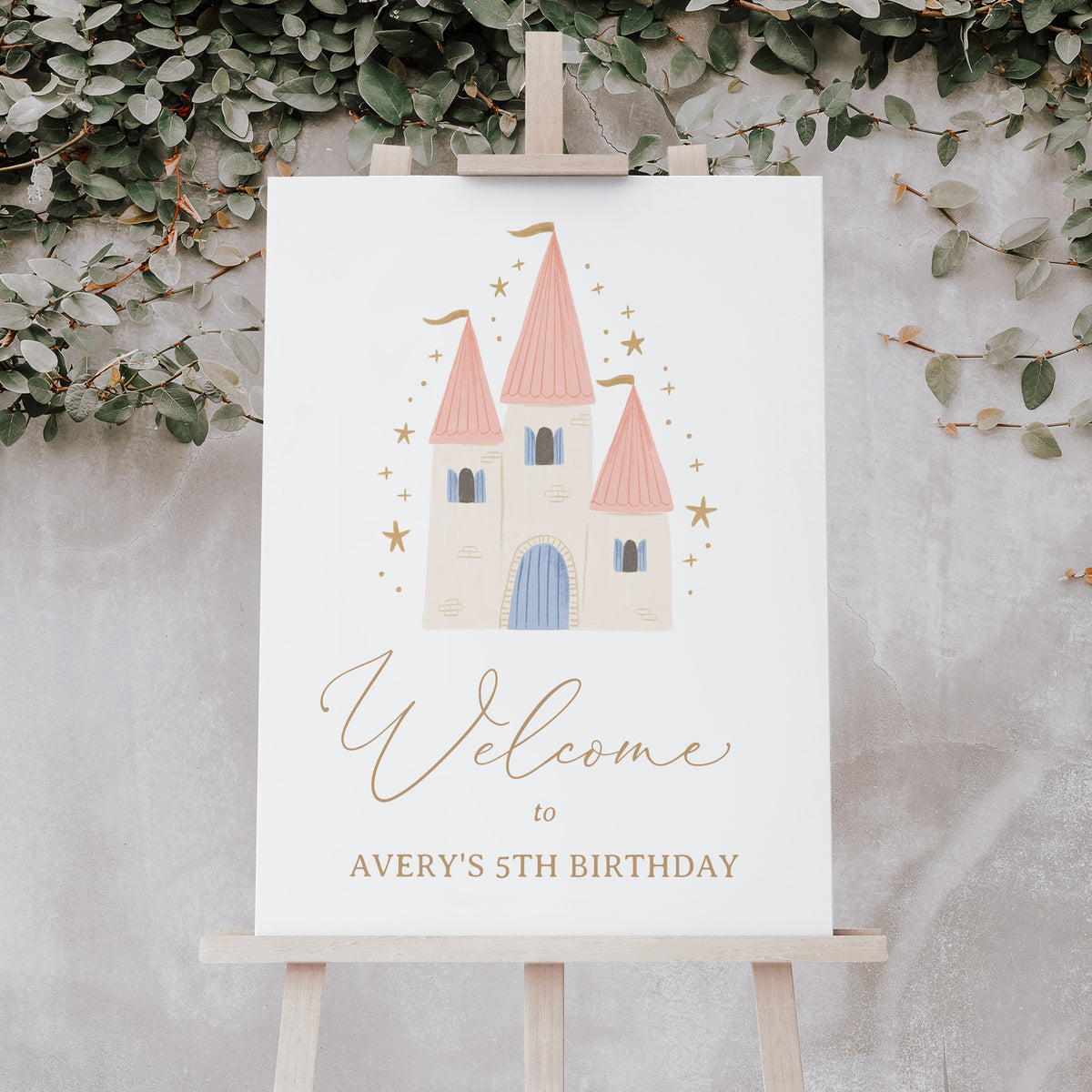 Editable Princess Castle Birthday Welcome Sign Template