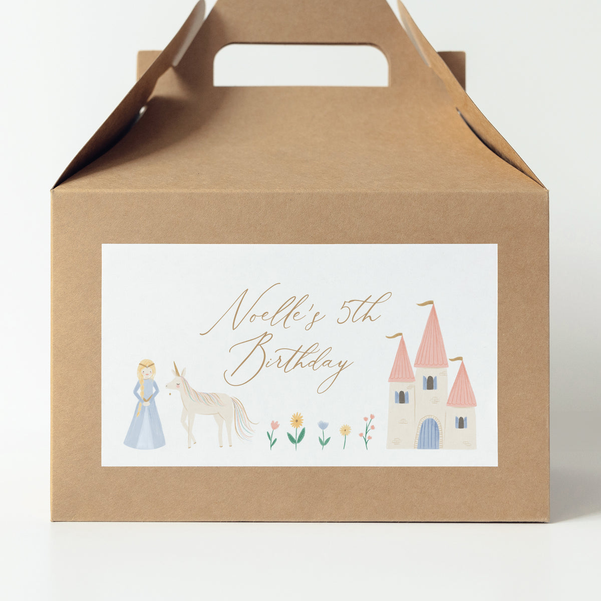 Editable Princess Birthday Gable Box Label Template