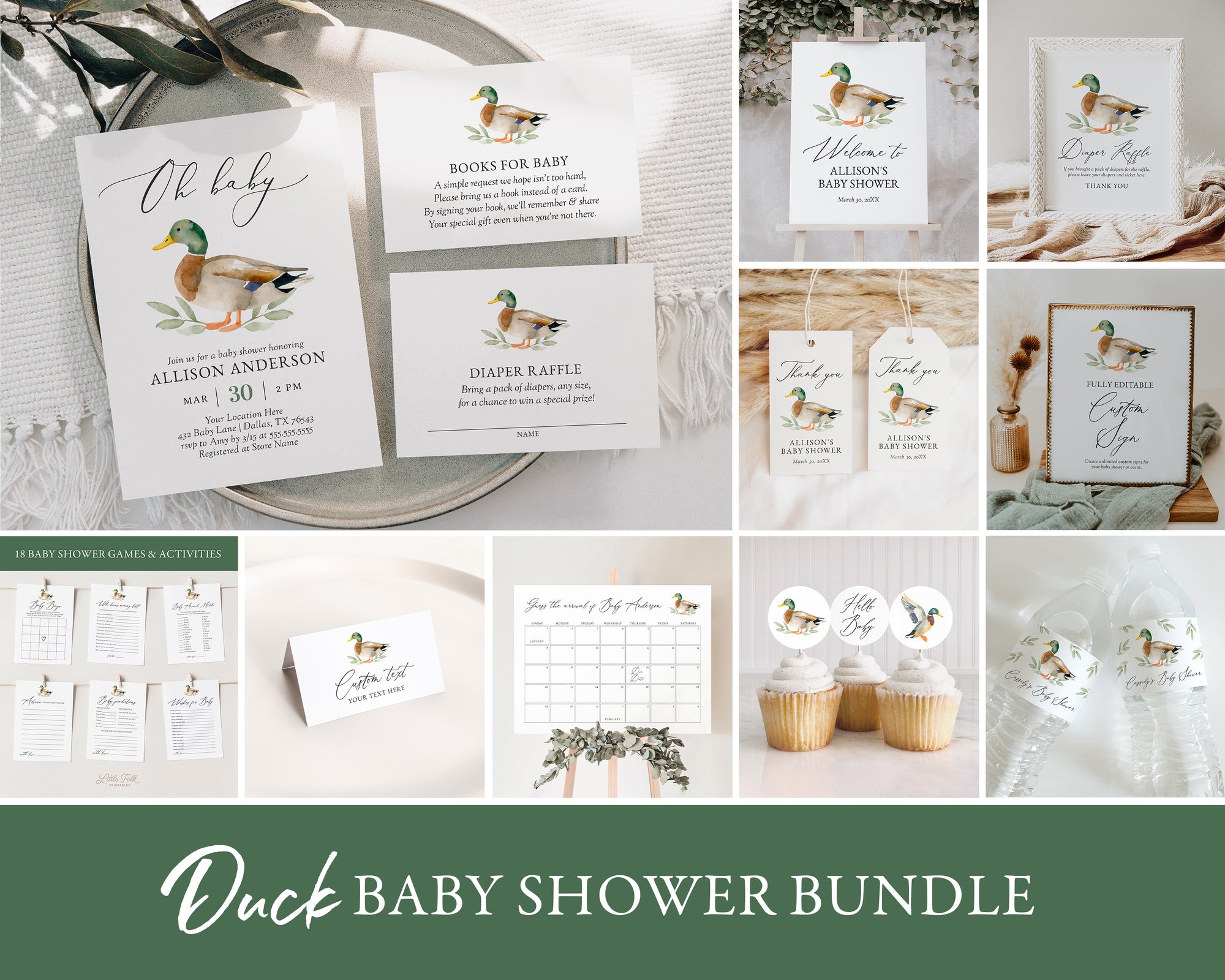 Editable Duck Baby Shower Invitation Bundle