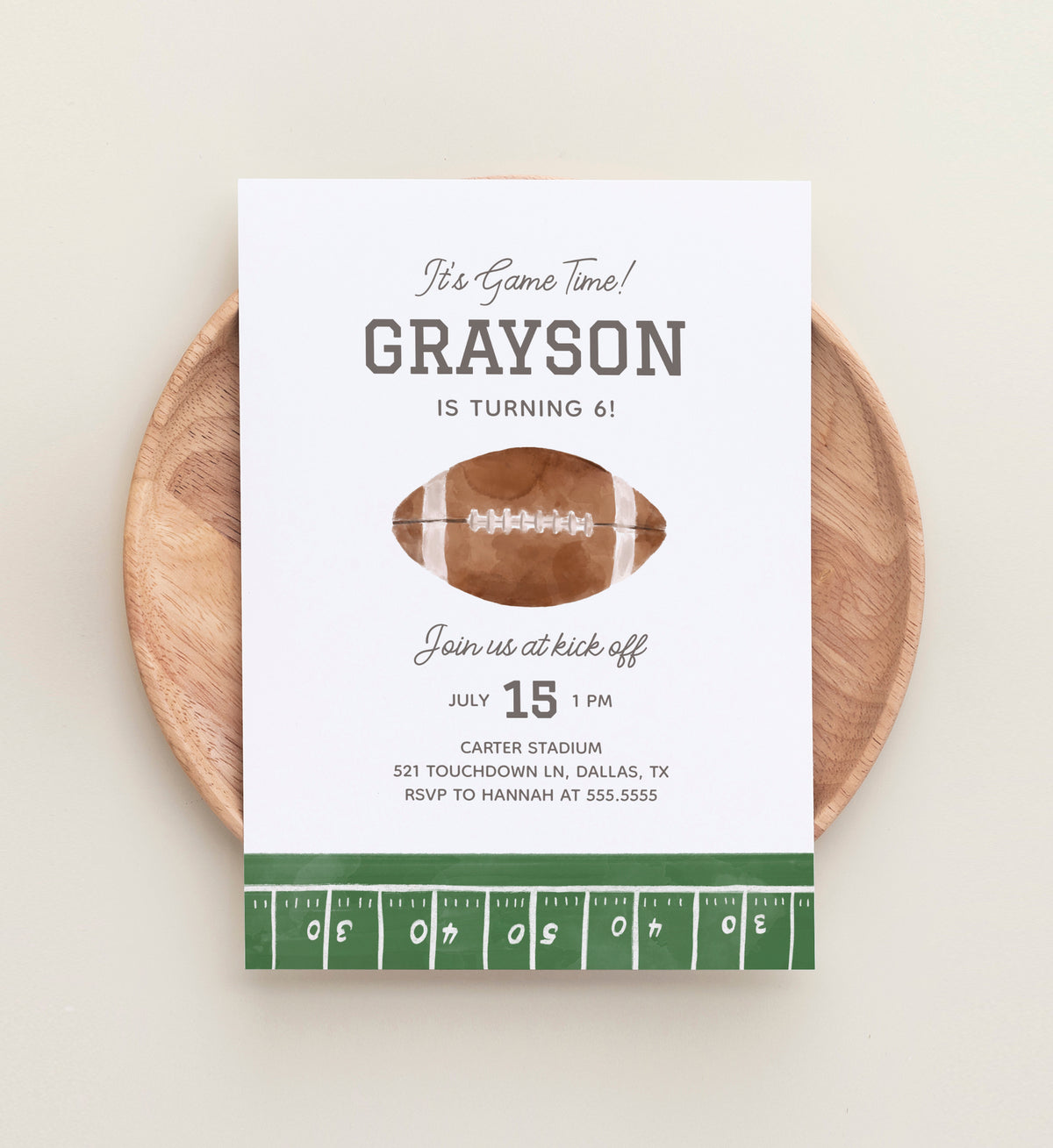 Editable Football Birthday Party Invitation Template