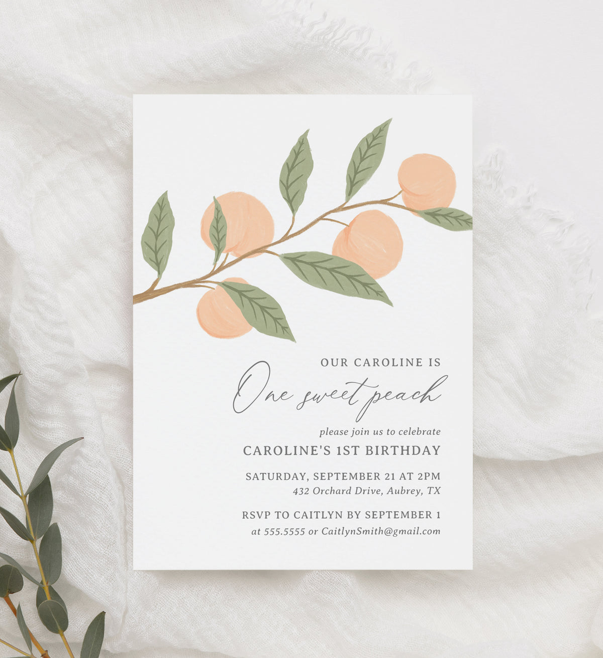 Editable Peach Birthday Invitation Template