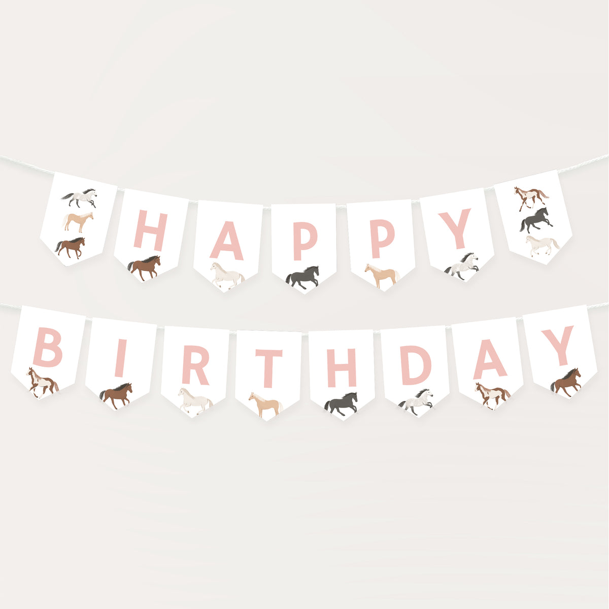 Editable Horse Birthday Pennant Banner Template