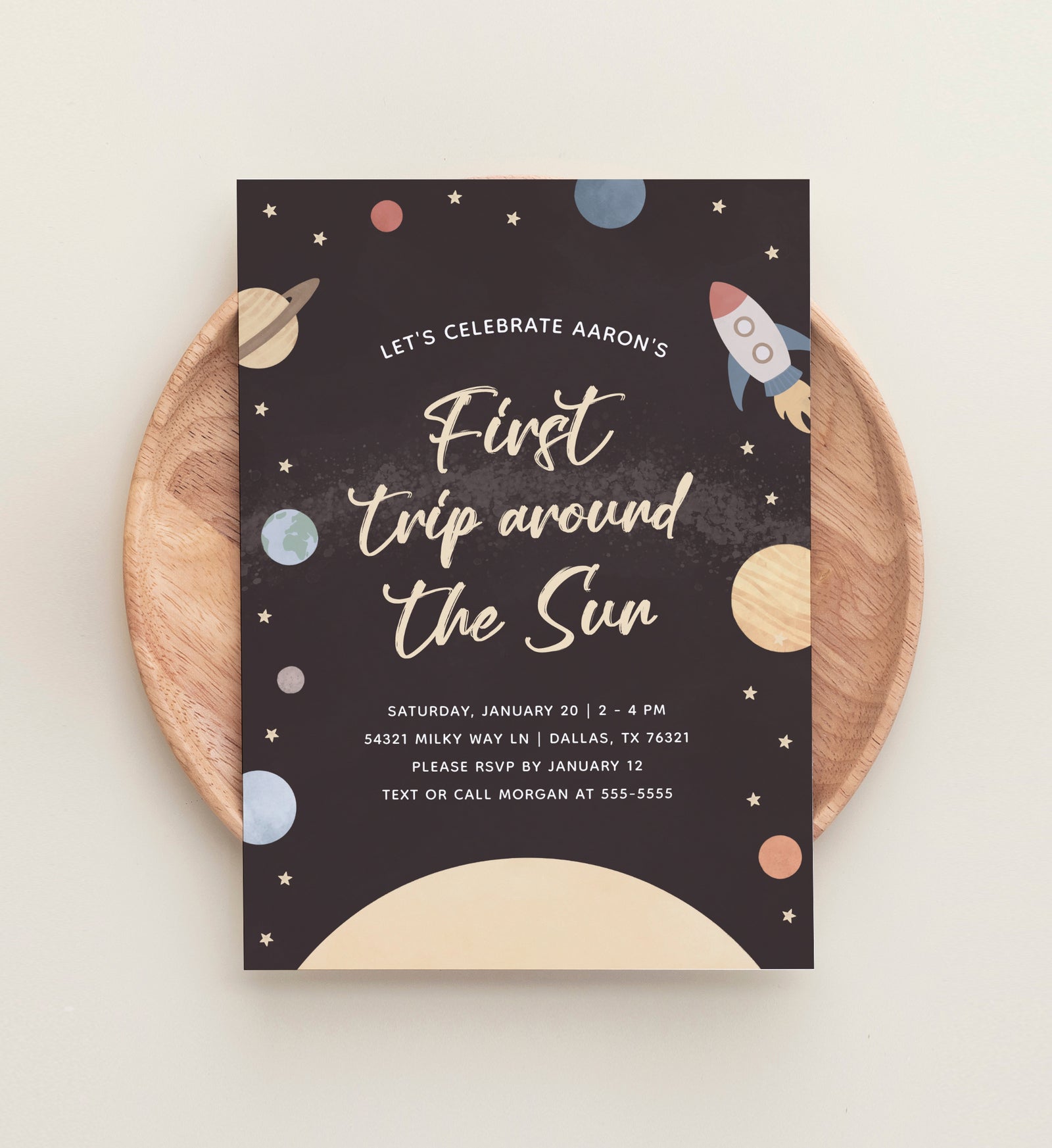 Outer Space 1st Birthday Invitation