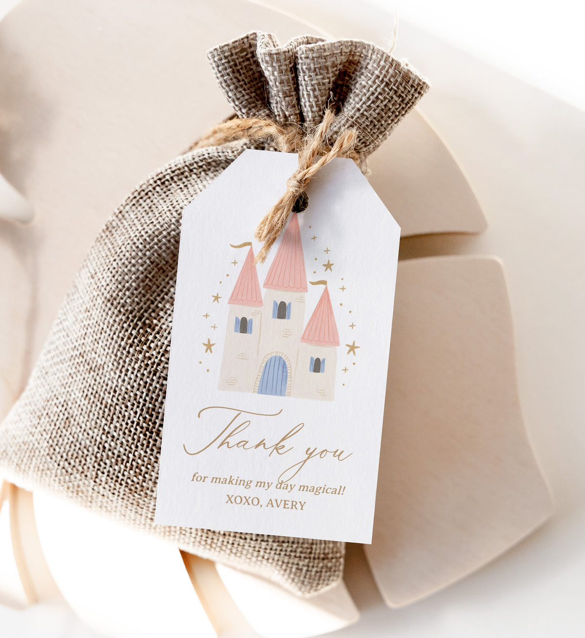 Editable Princess Castle Birthday Favor Tag Template