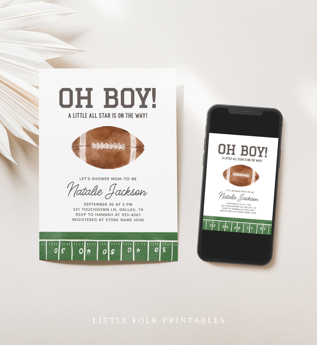 Editable Football Baby Shower Invitation Template