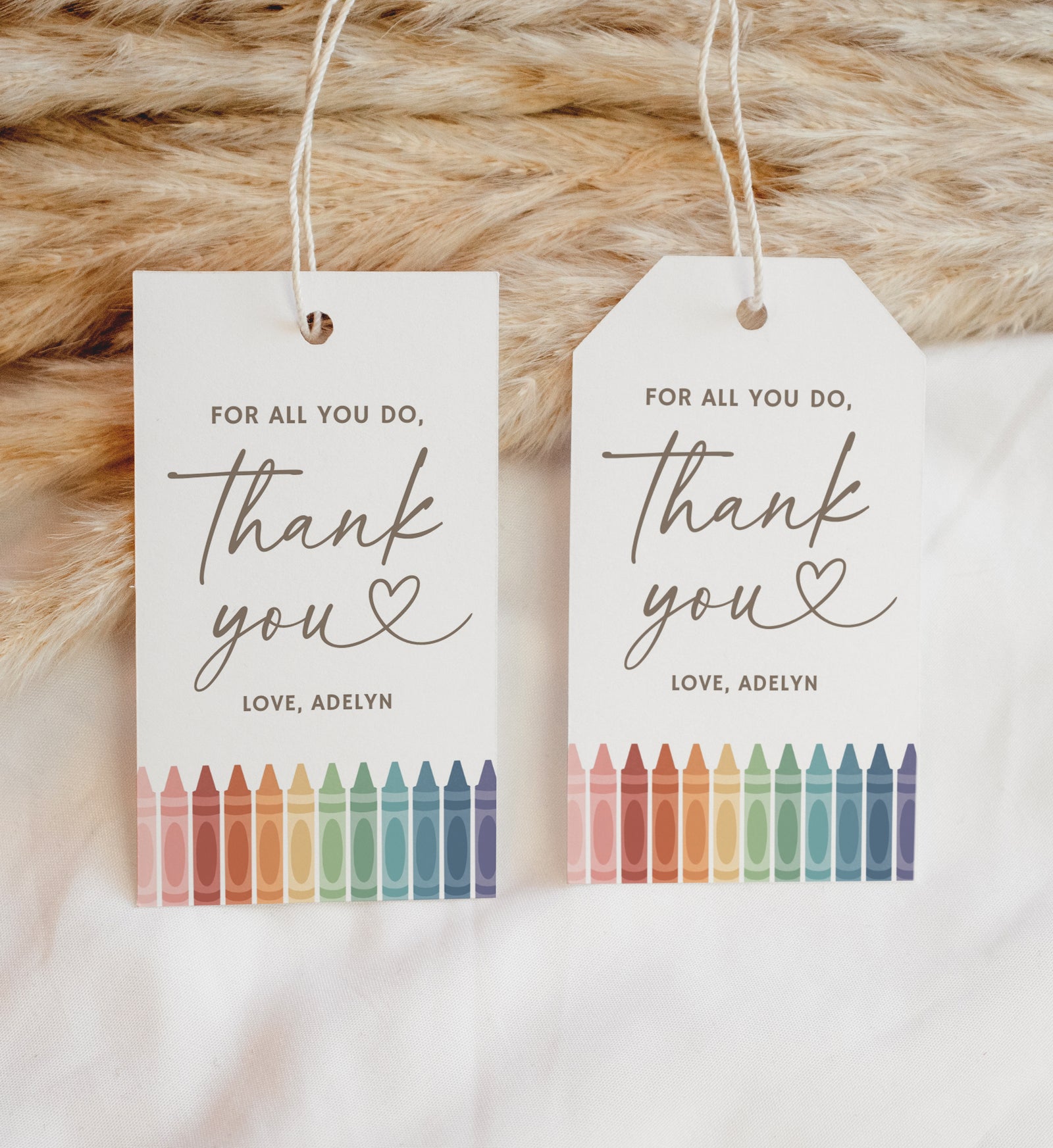 Colorful Crayon Teacher Appreciation Tag Template