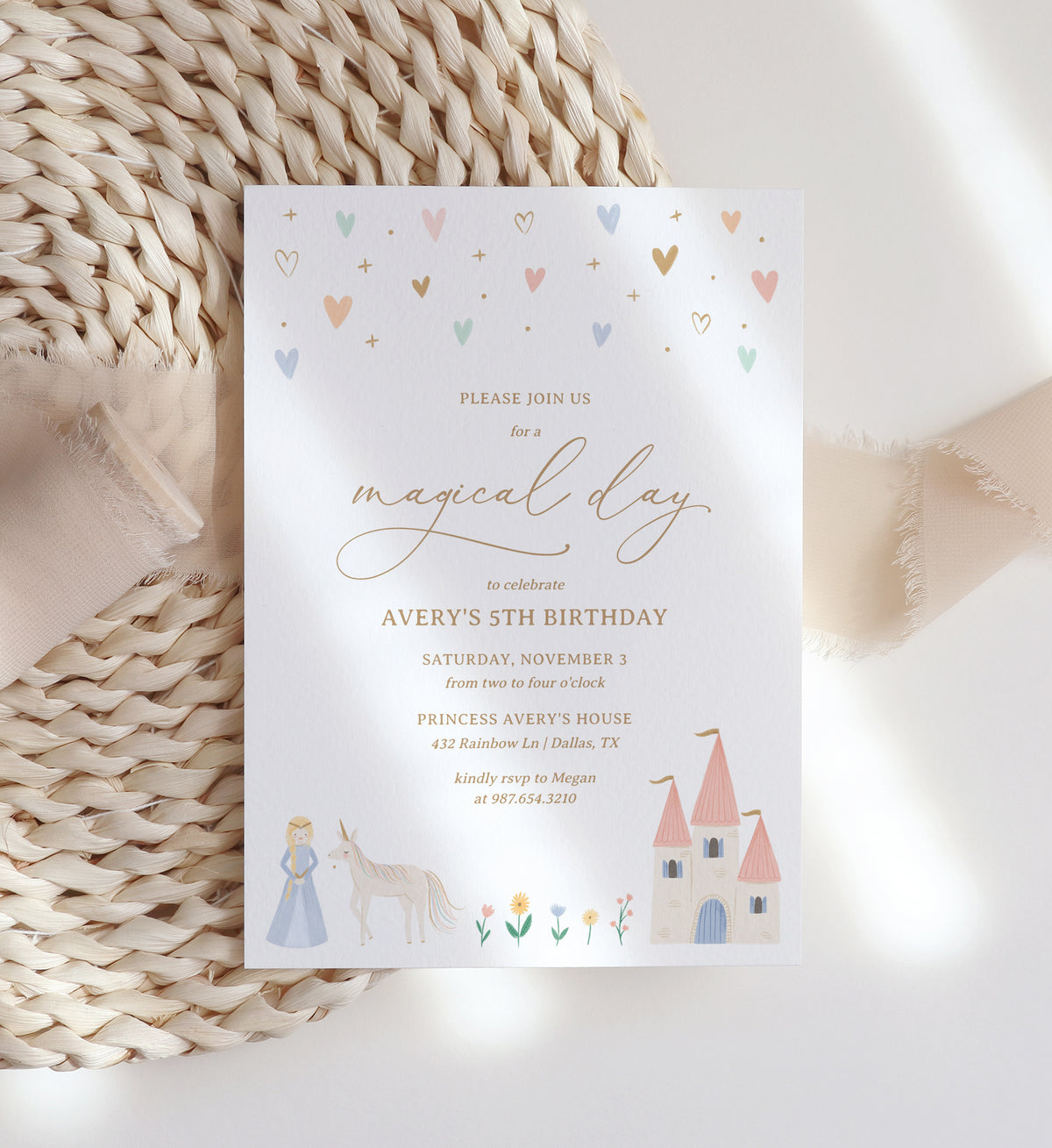 Editable Princess Birthday Party Invitation Template