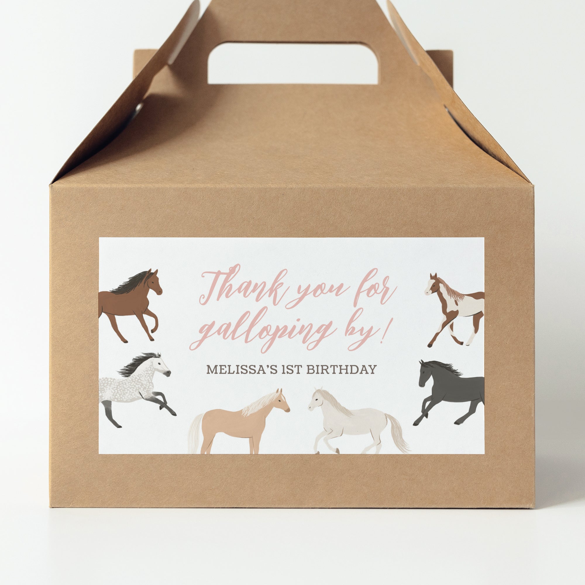 Editable Horse Birthday Gable Box Label Template