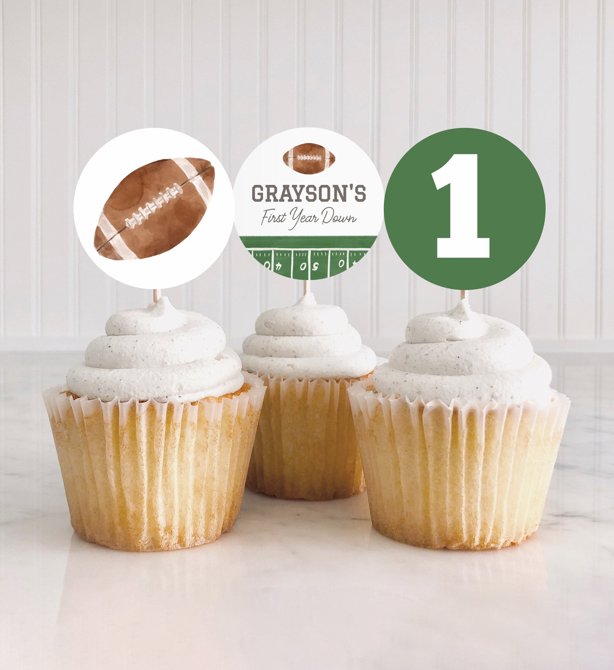 Printable Football Birthday Cupcake Toppers