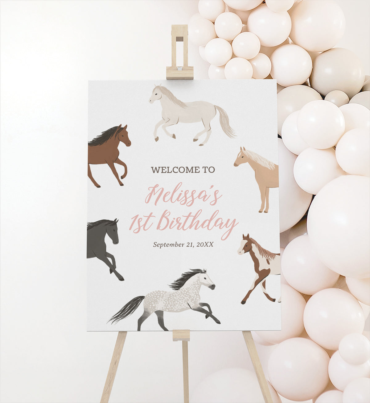 Editable Horse Birthday Welcome Sign Template