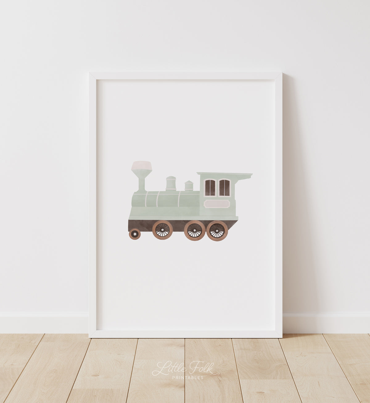 Green Train Engine Print (Portrait)
