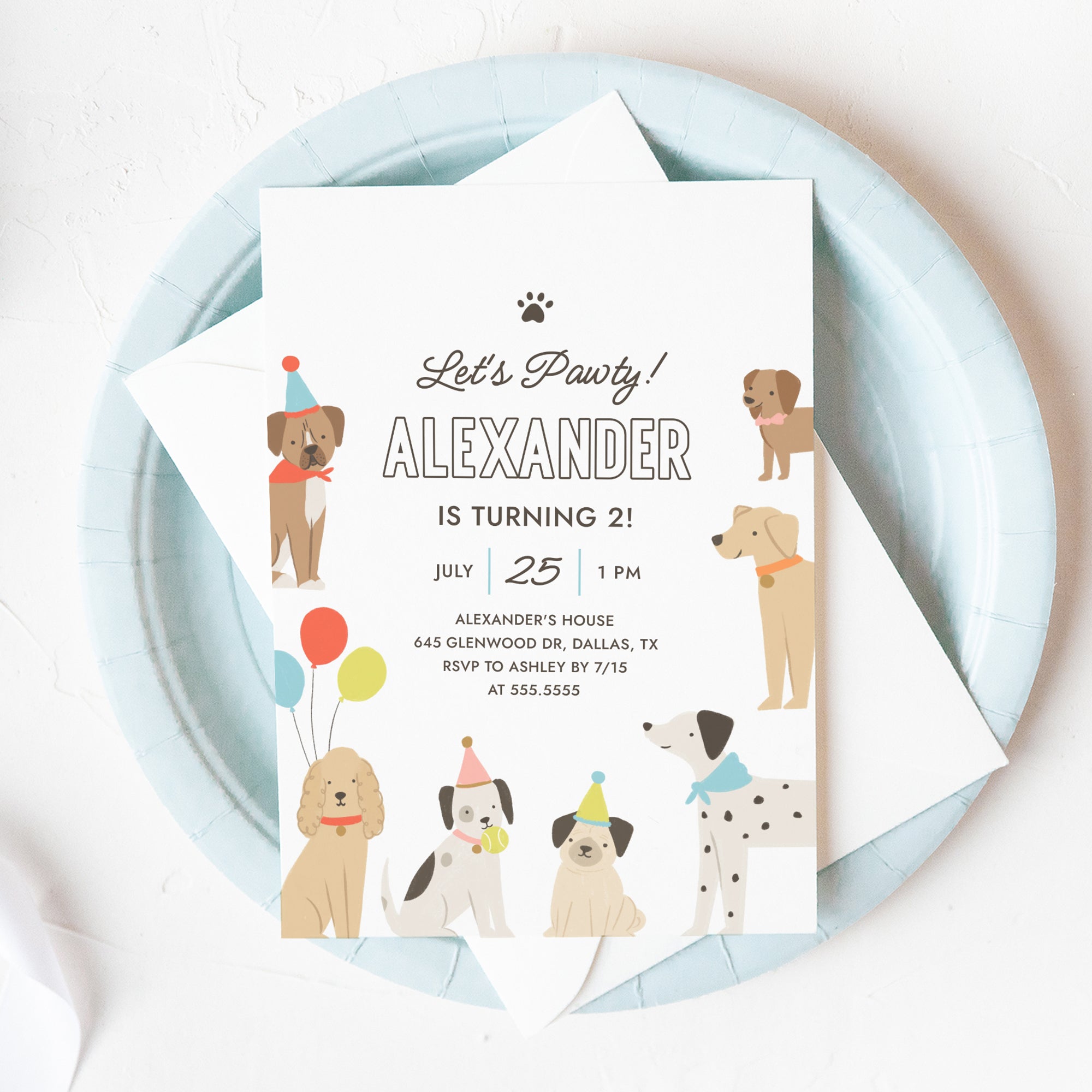 Editable Dog Birthday Party Invitation Template