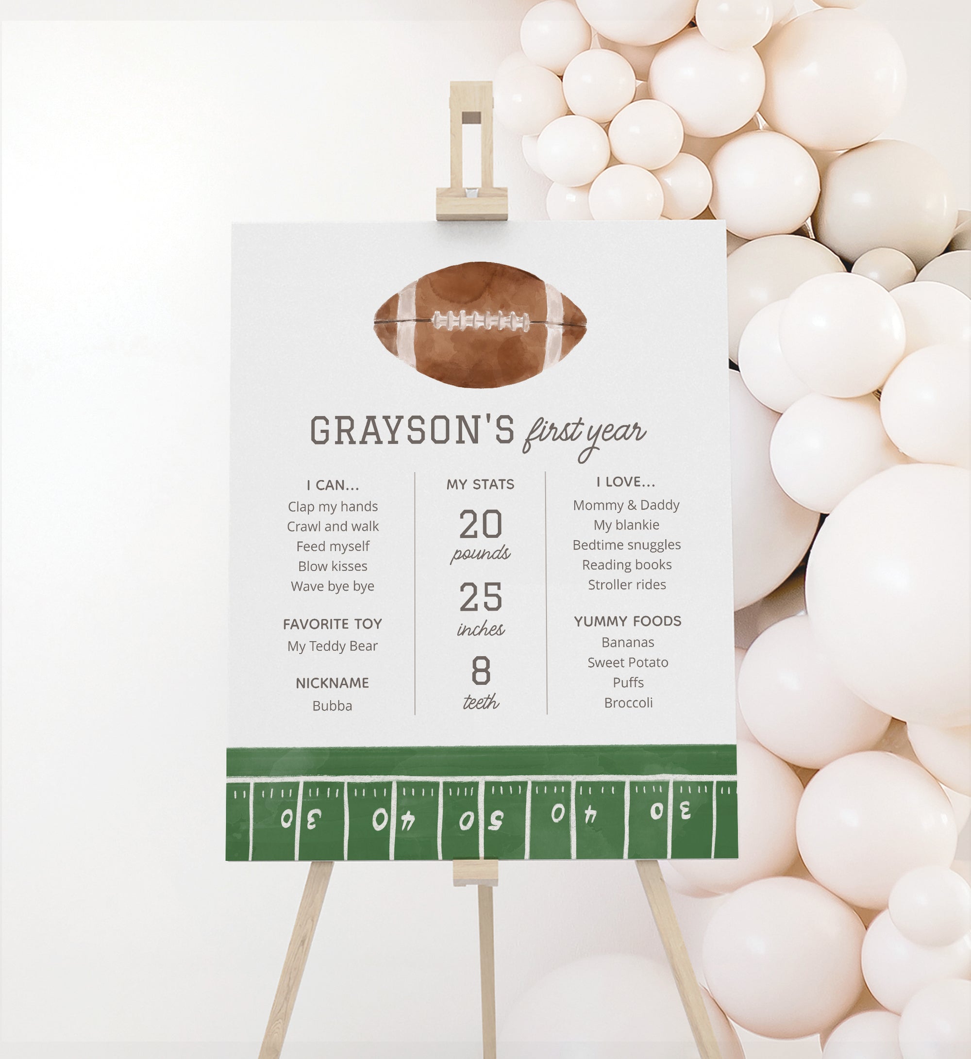 Editable Football Birthday Milestone Sign Template