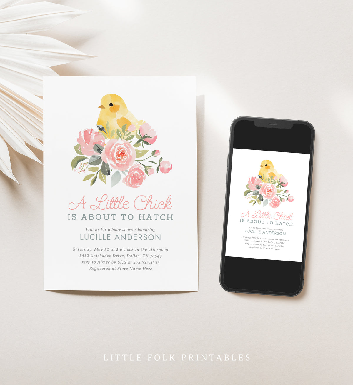 Editable Little Chick Baby Shower Invitation Template