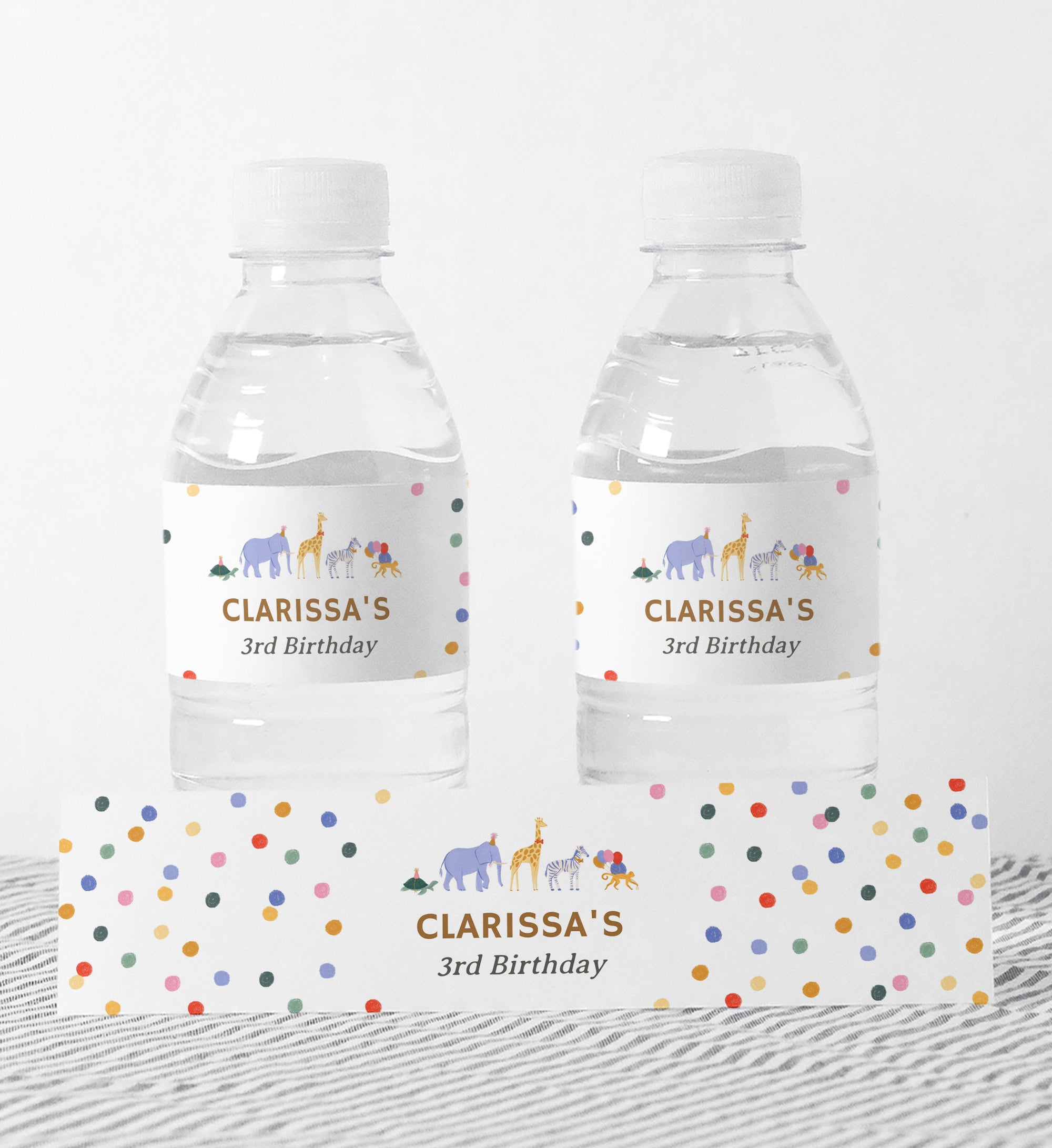 Editable Safari Animals Birthday Water Bottle Label Template