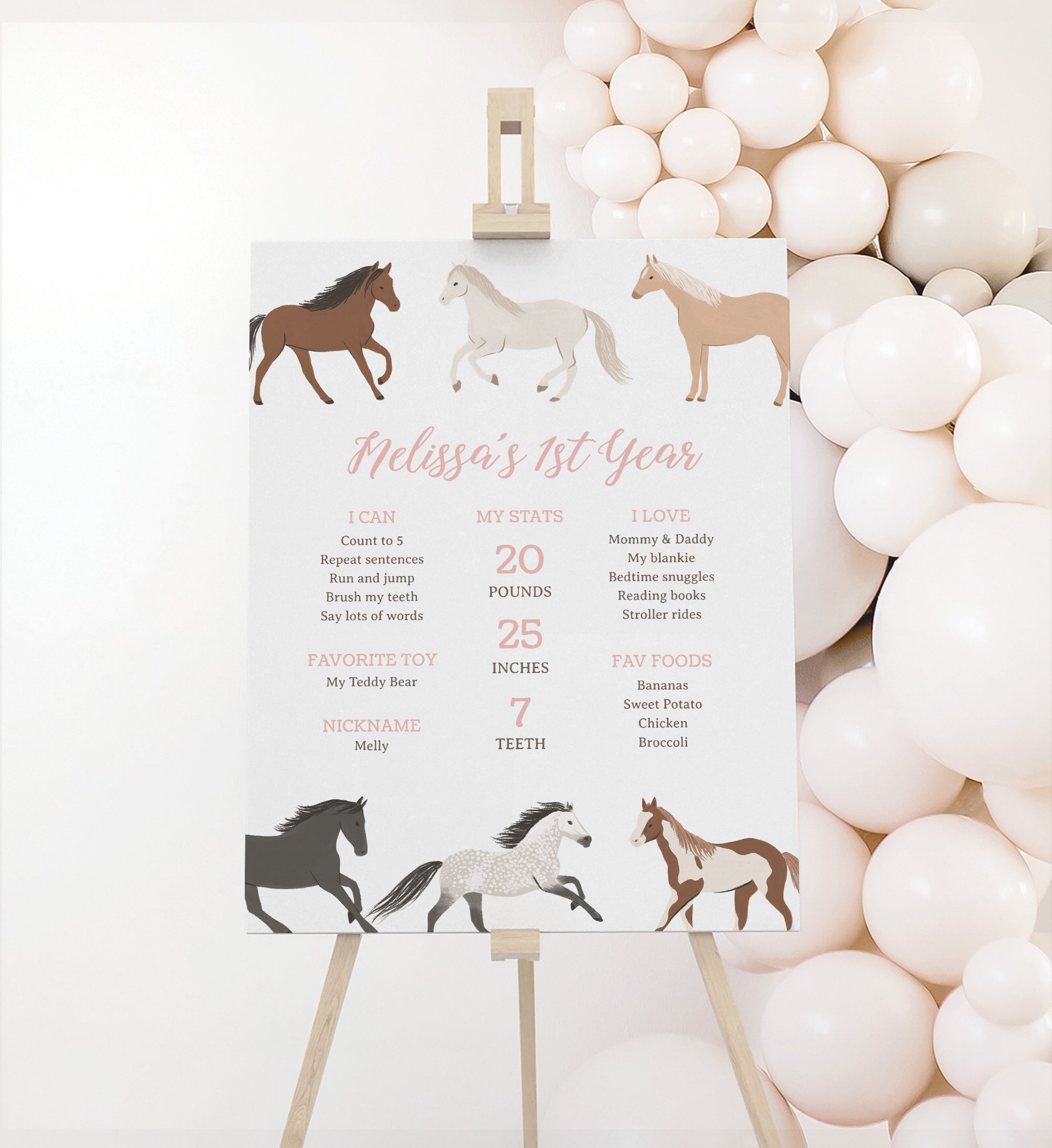 Editable Horse Birthday Milestone Sign Template