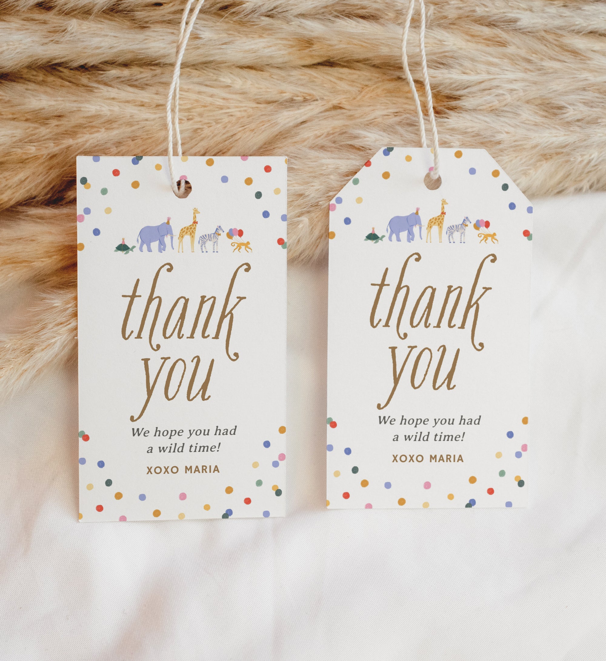 Editable Safari Animals Birthday Favor Tag Template