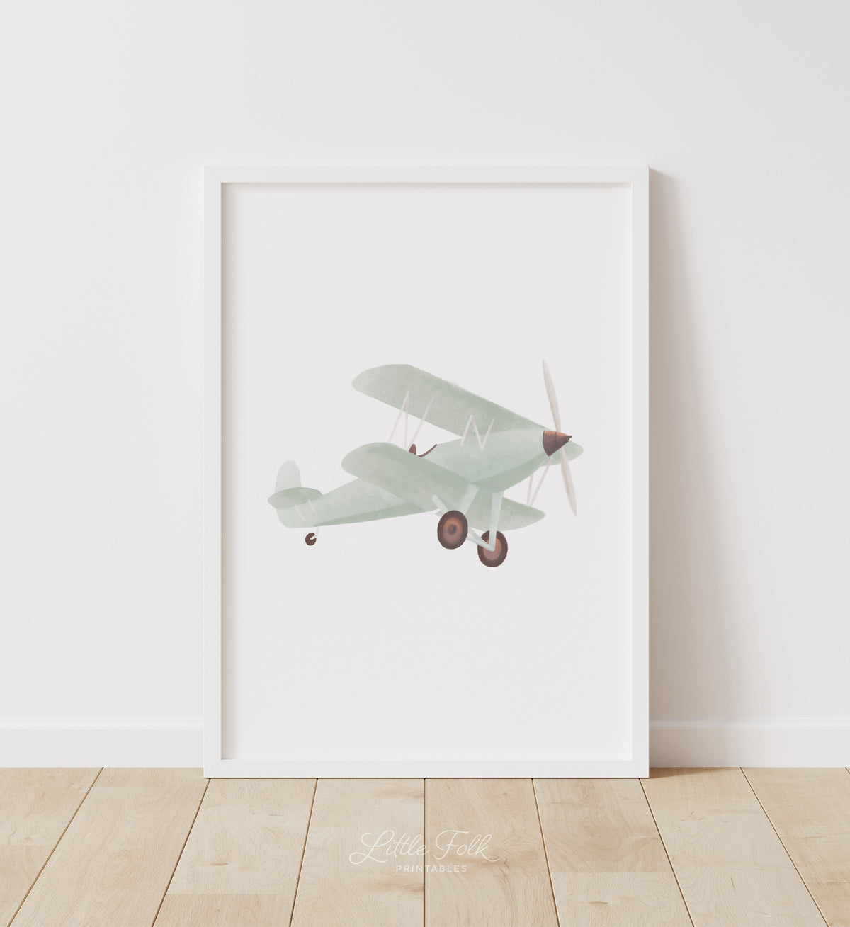 Green Biplane Print (Portrait)