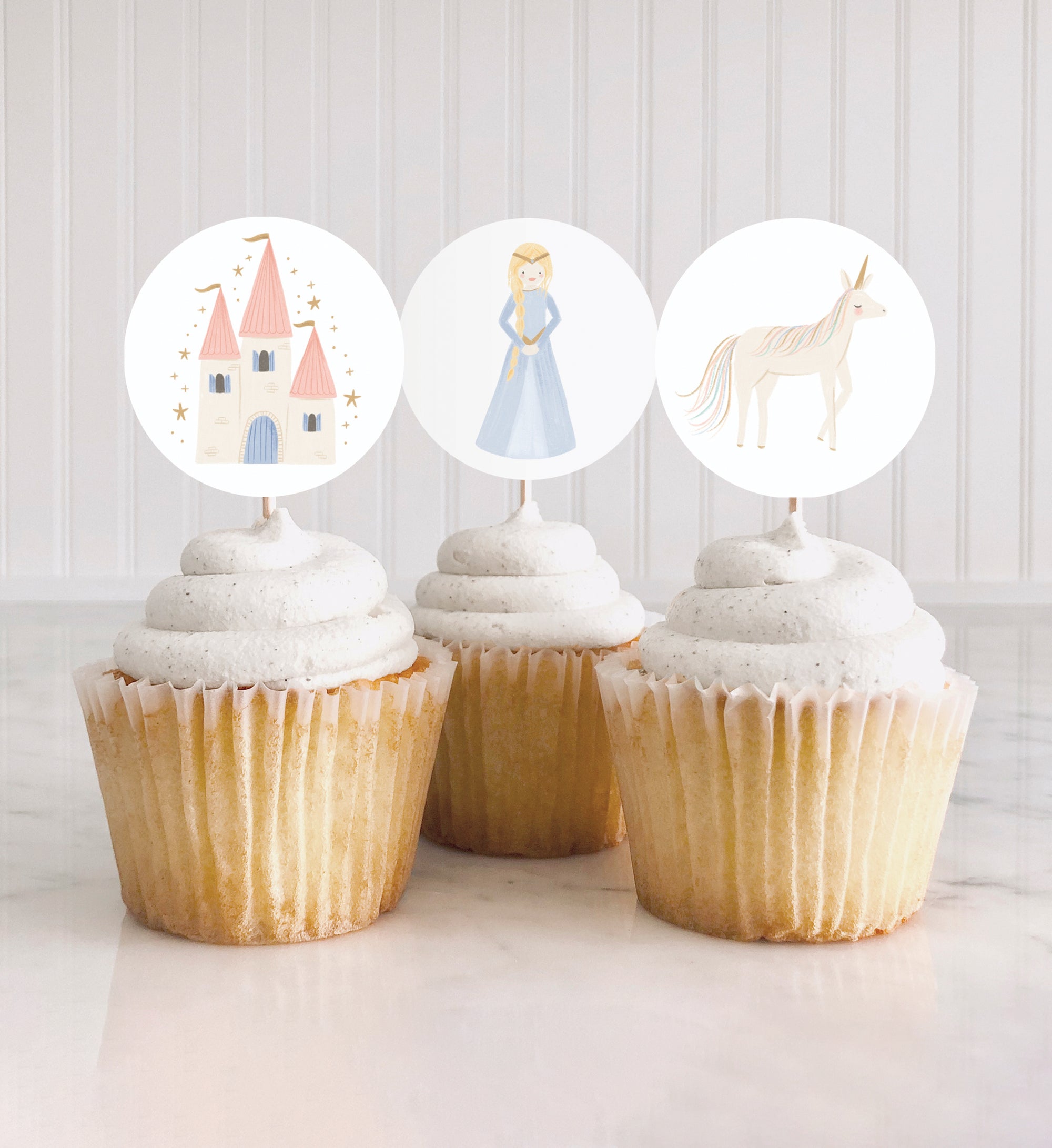 Printable Princess Birthday Cupcake Toppers