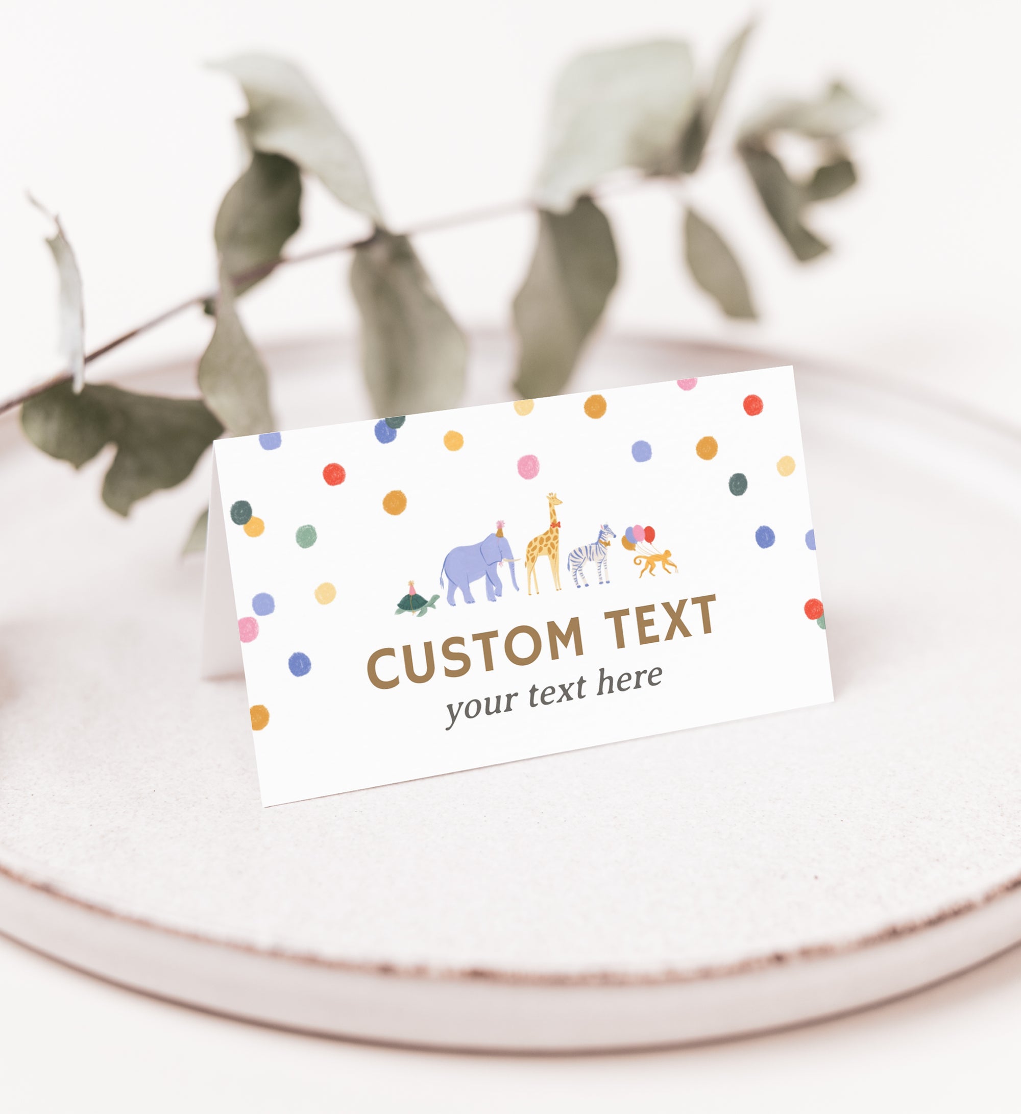 Editable Safari Animals Birthday Tent Card Template