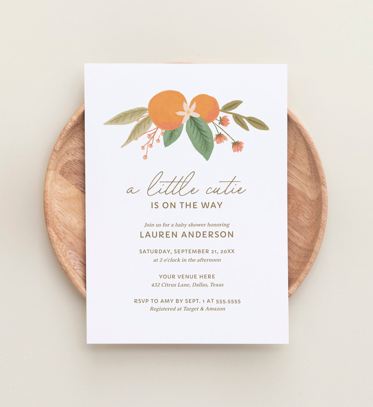 A Little Cutie is on the Way Baby Shower Invitation Template No. 2