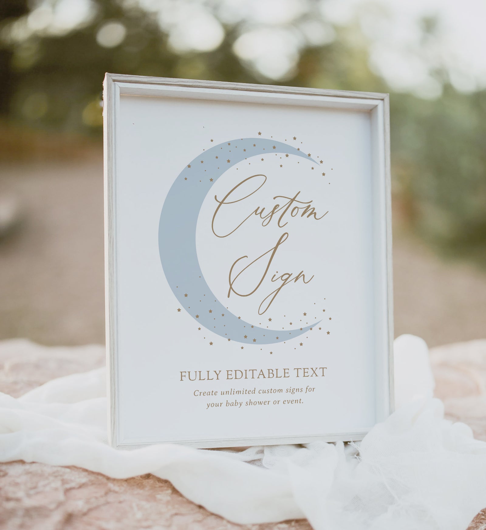 Editable Blue Moon Baby Shower Custom Sign Template