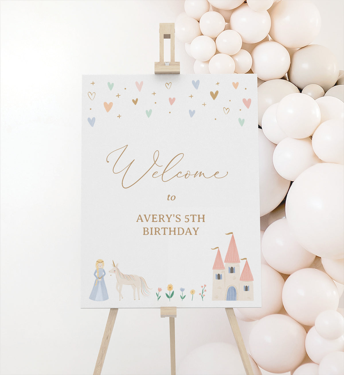 Editable Princess Birthday Welcome Sign Template