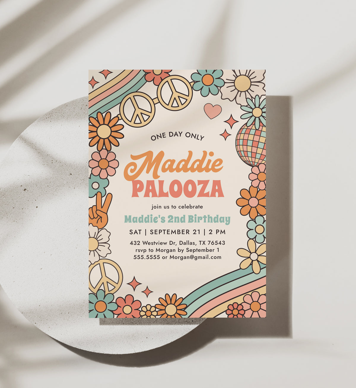 Editable Retro Palooza Birthday Invitation