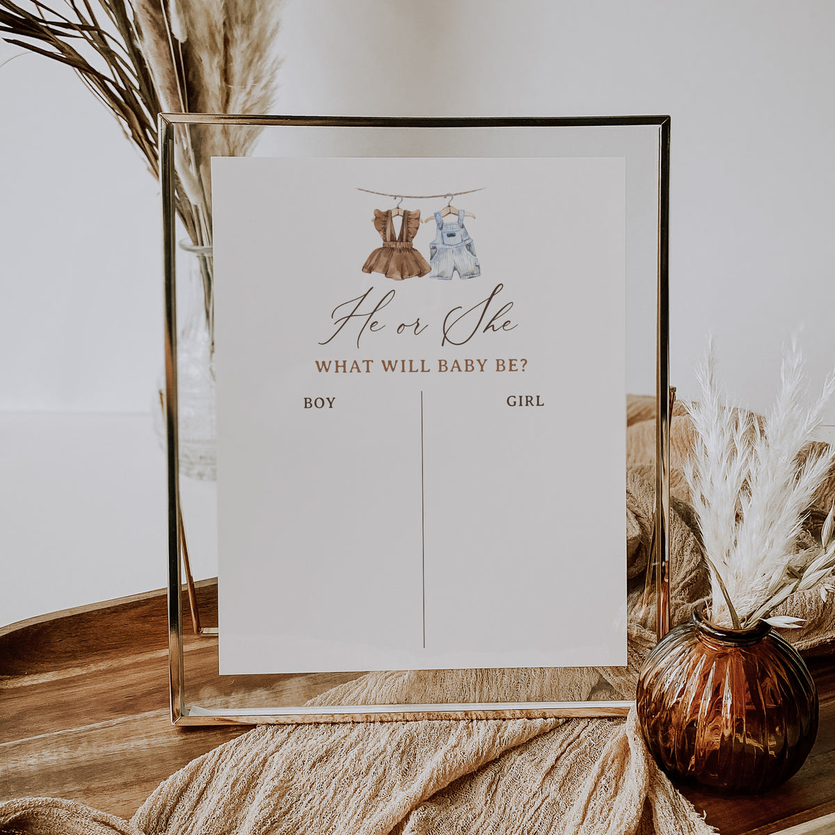 Baby Clothes Gender Reveal Guess the Gender Sign Template