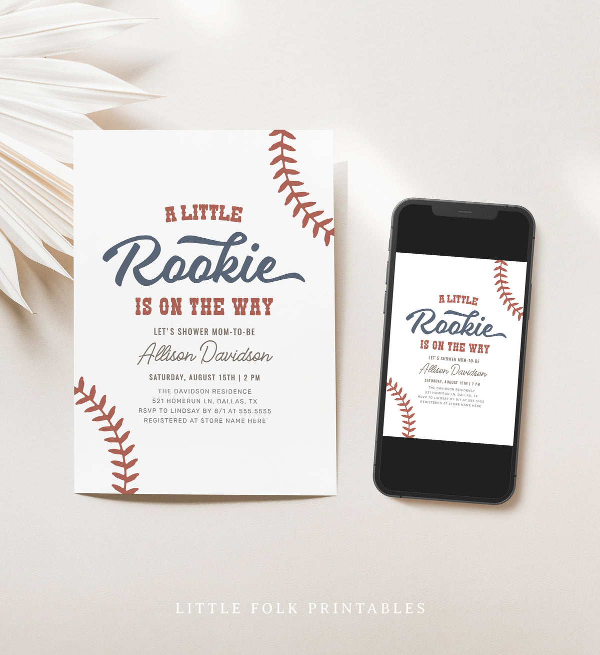 Editable Baseball Baby Shower Invitation Template