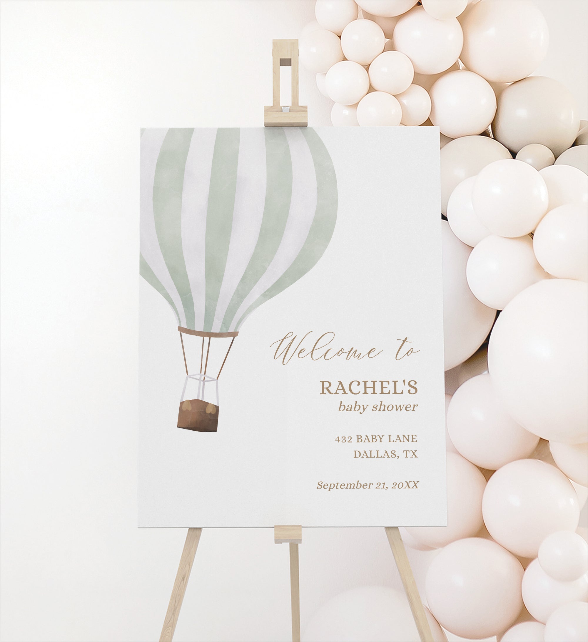 Green Hot Air Balloon Baby Shower Collection