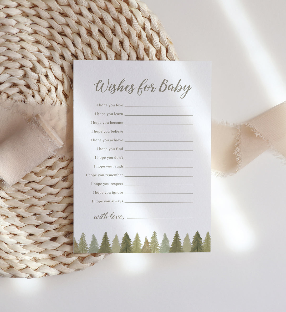 Editable Woodland Baby Shower Wishes for Baby Template