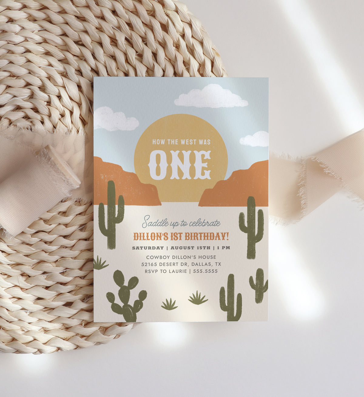Editable How the West Was One Birthday Invitation Template