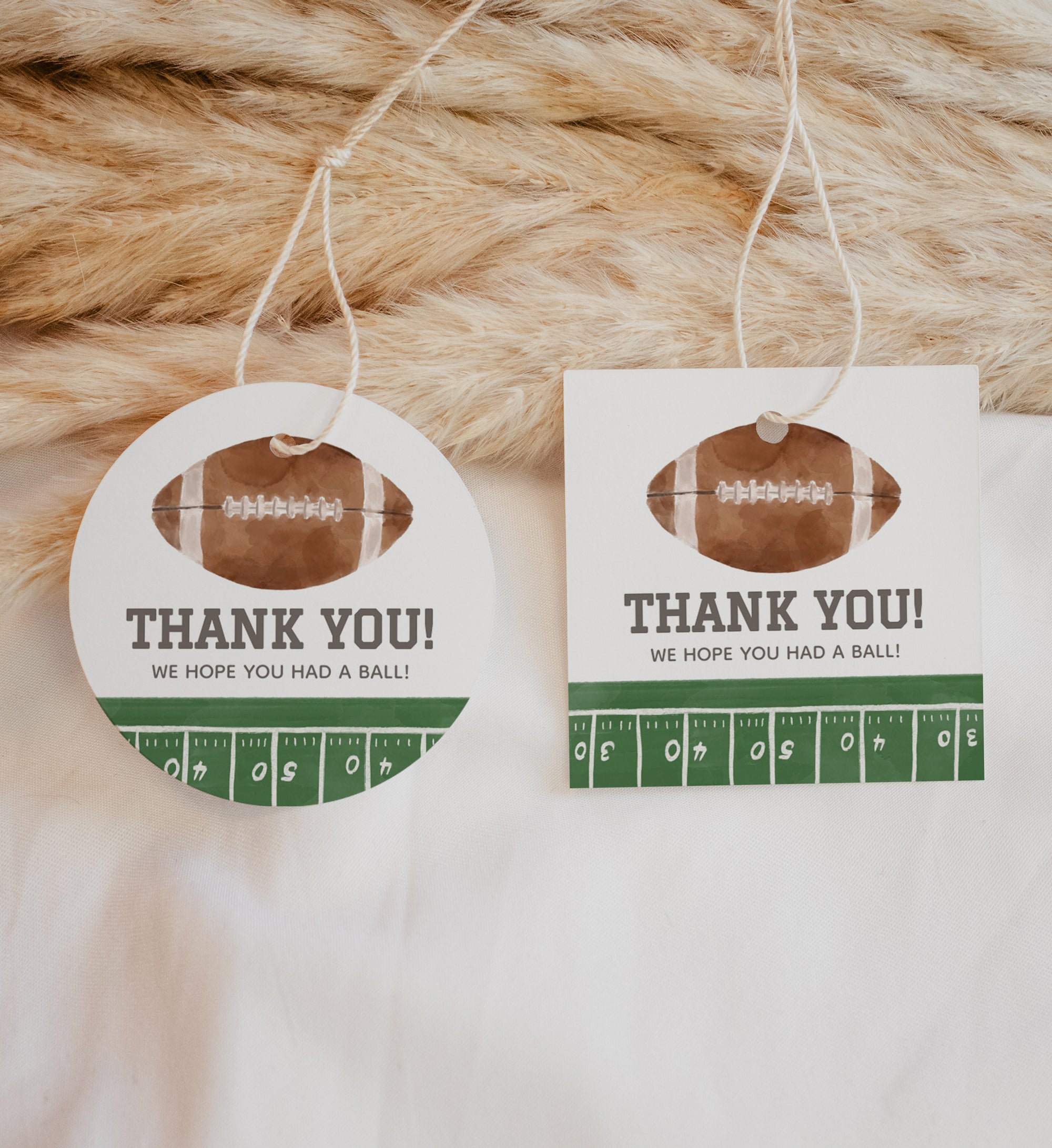 Editable Football Birthday 2" Favor Tag Template