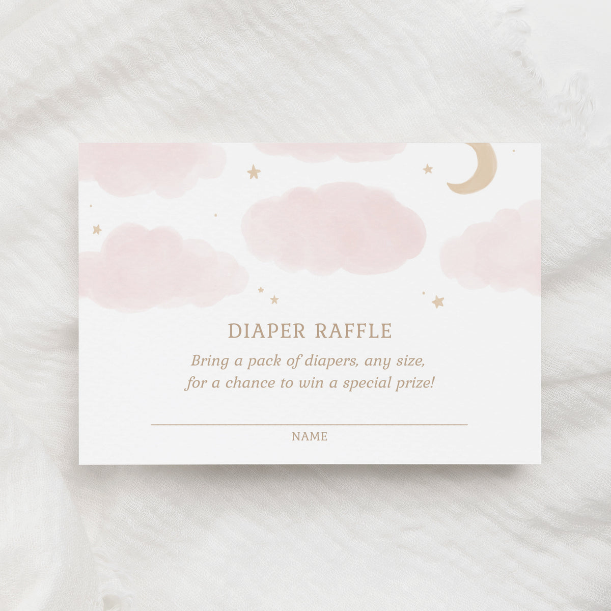 Editable Pink Moon and Stars Diaper Raffle Ticket