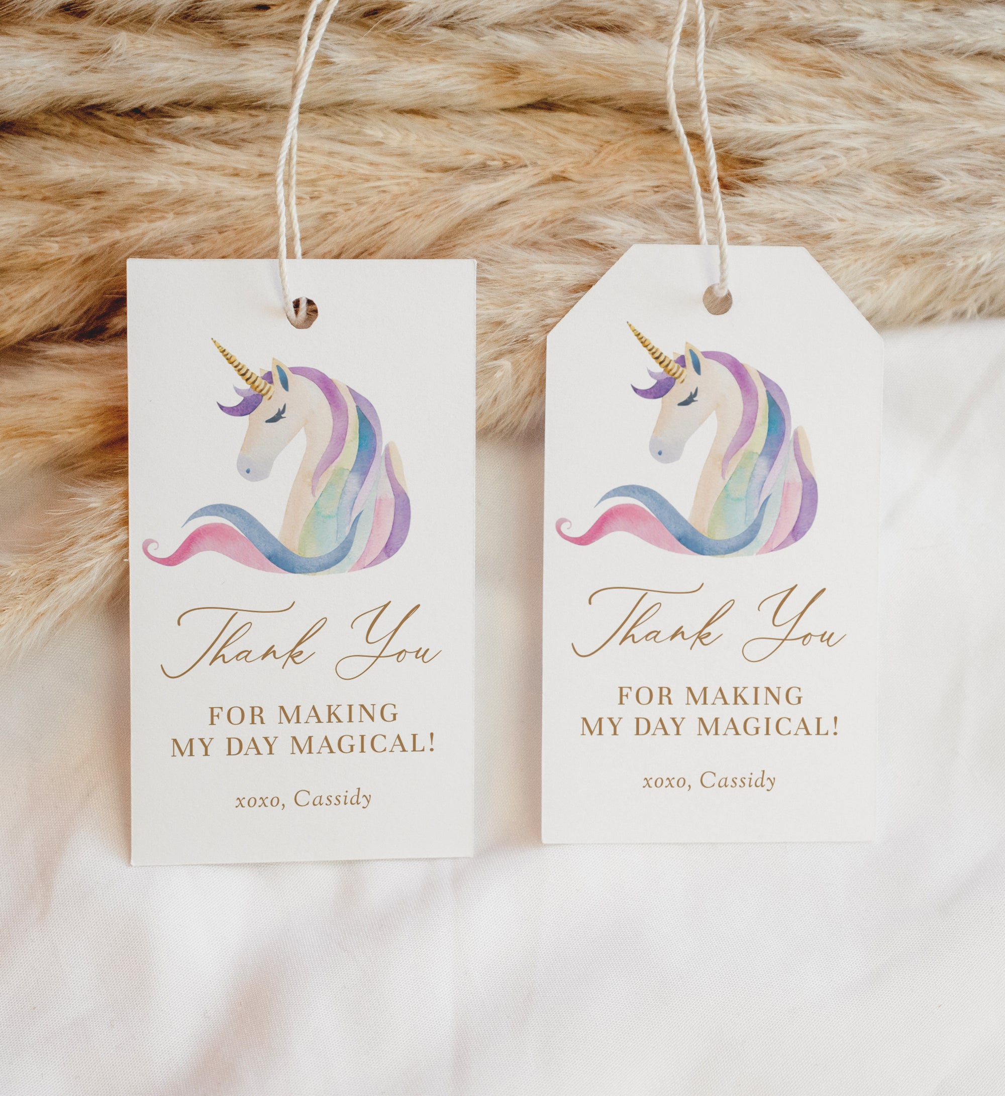 Editable Pastel Unicorn Birthday Favor Tag Template