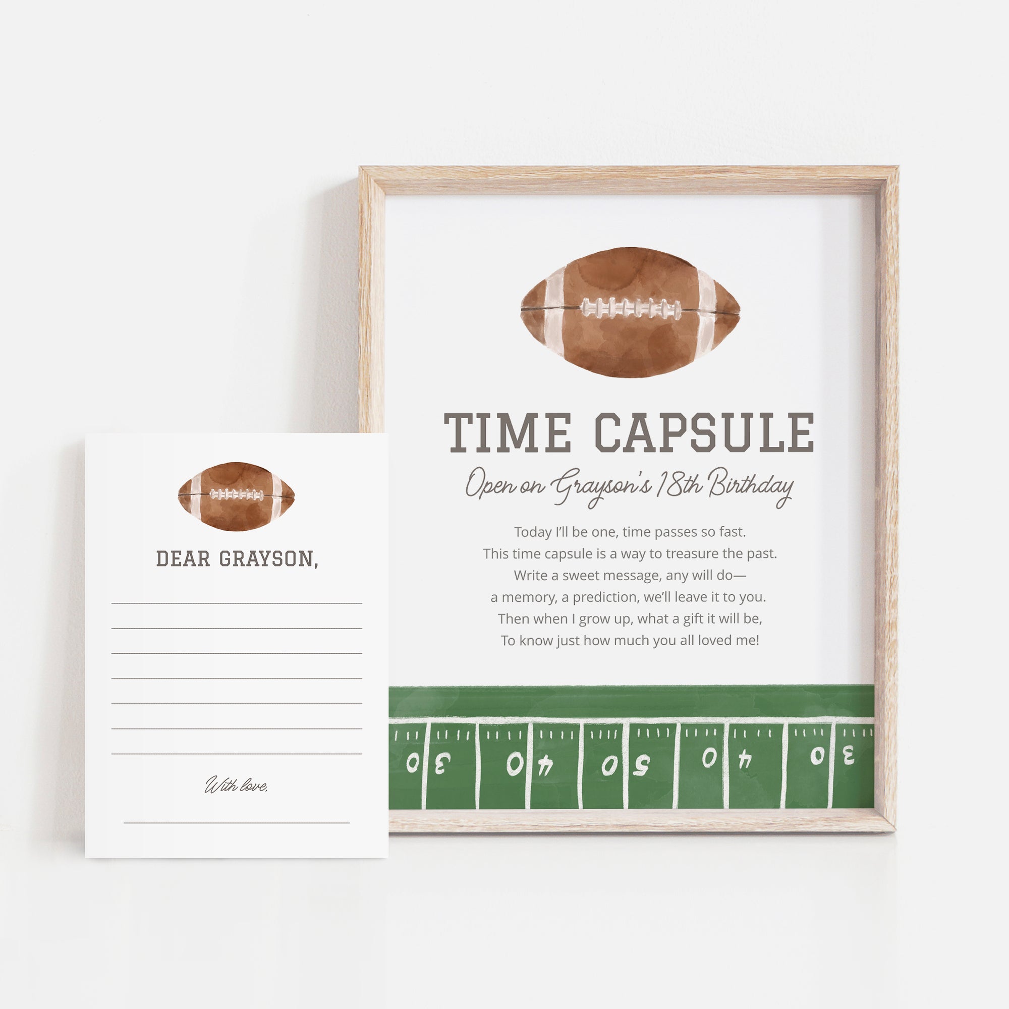 Editable Football Birthday Time Capsule Template