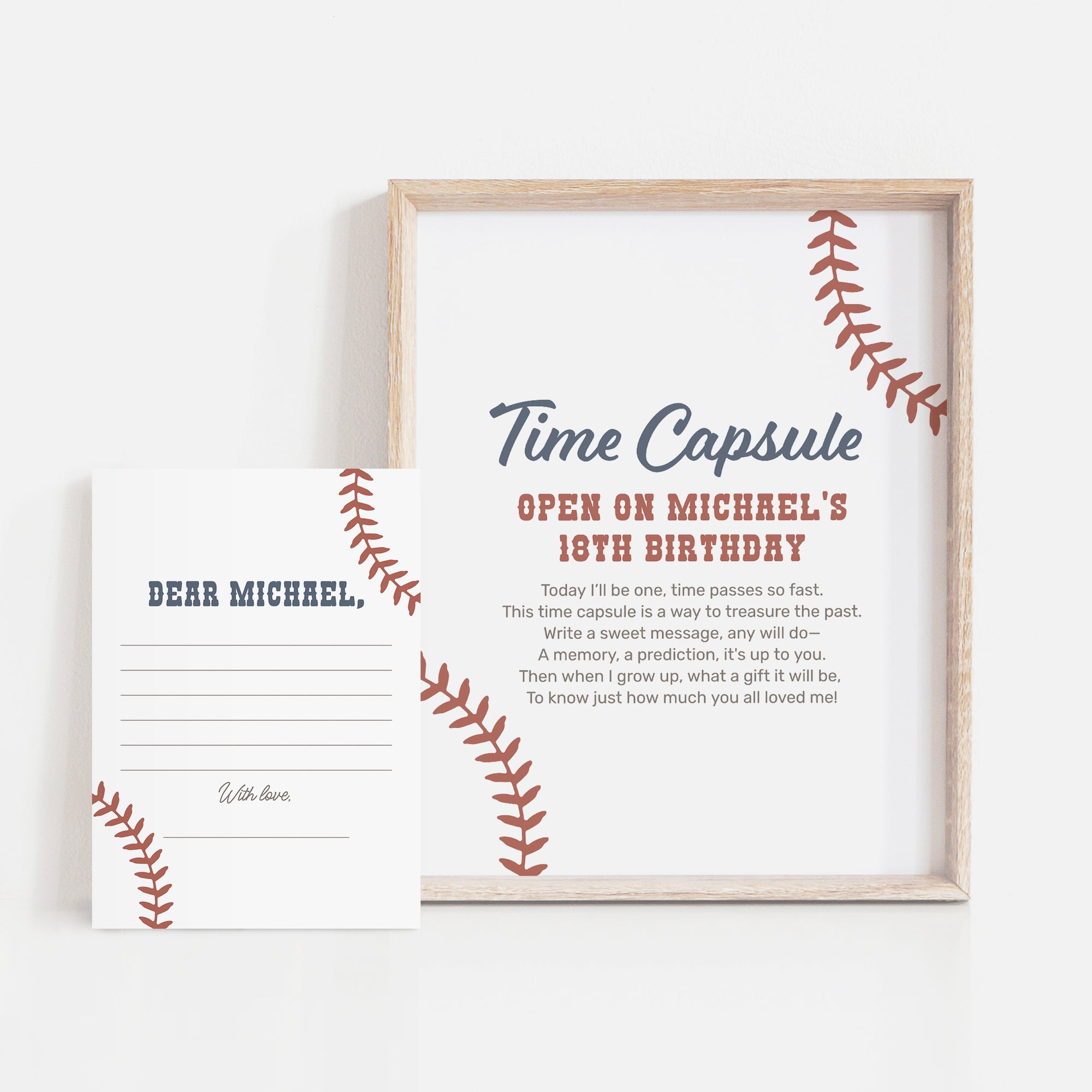 Editable Baseball Birthday Time Capsule Template