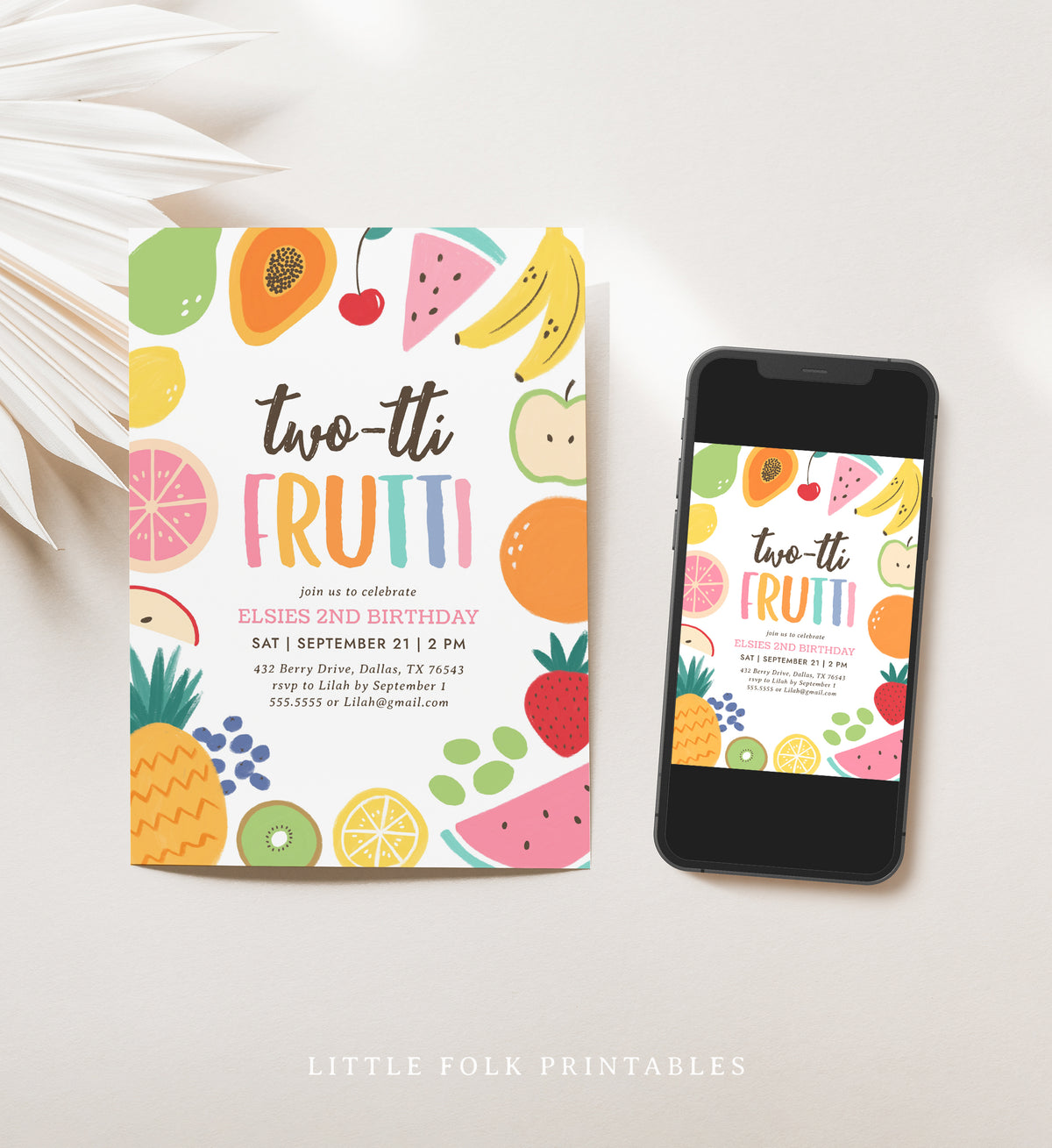 Editable Fruit Birthday Invitation Template