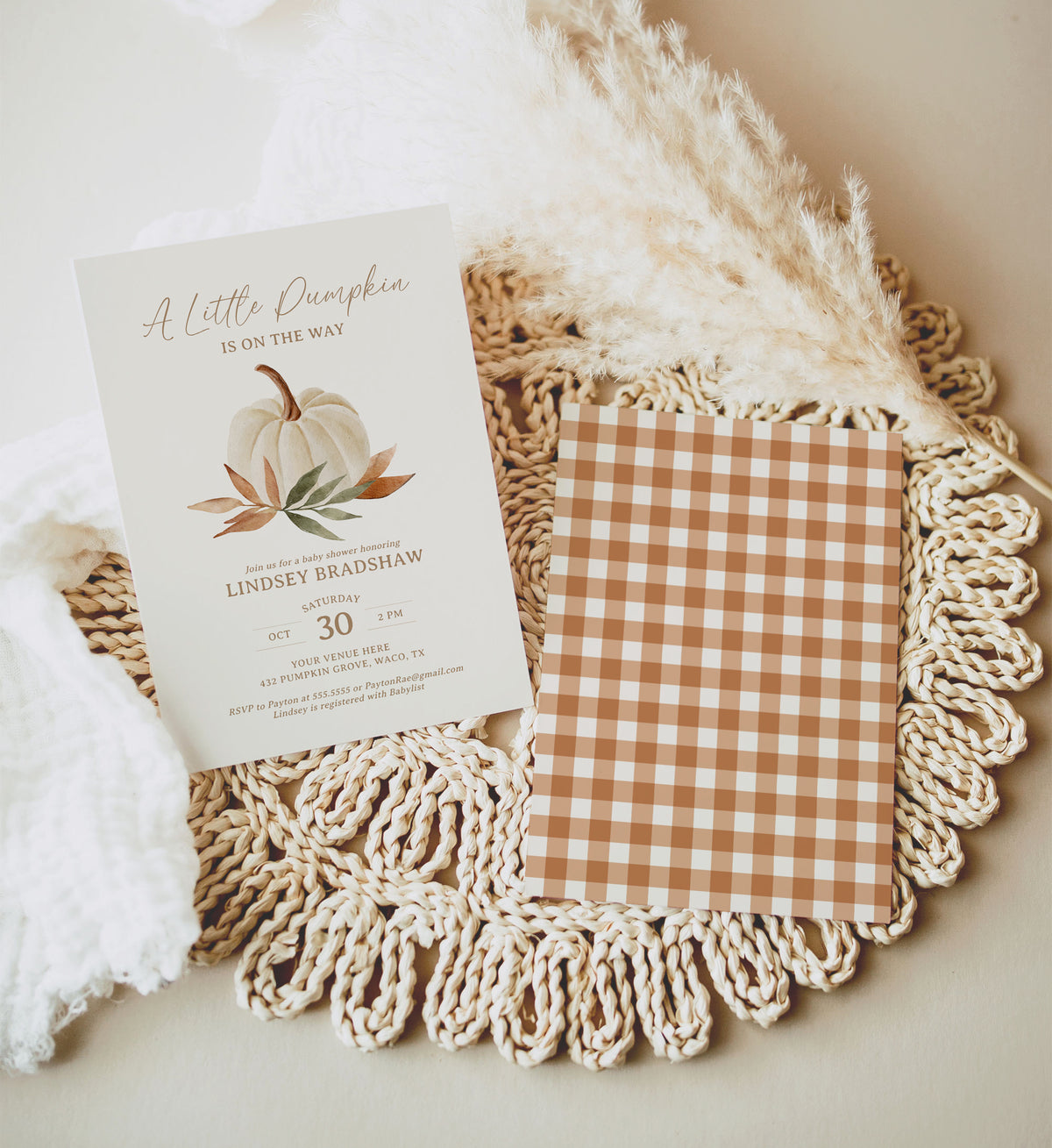 Editable Little Pumpkin Baby Shower Invitation Template