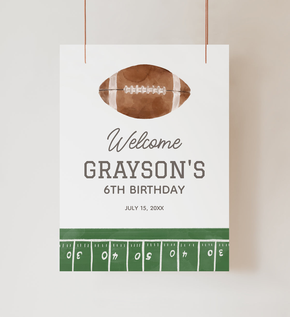 Editable Football Birthday Welcome Sign Template