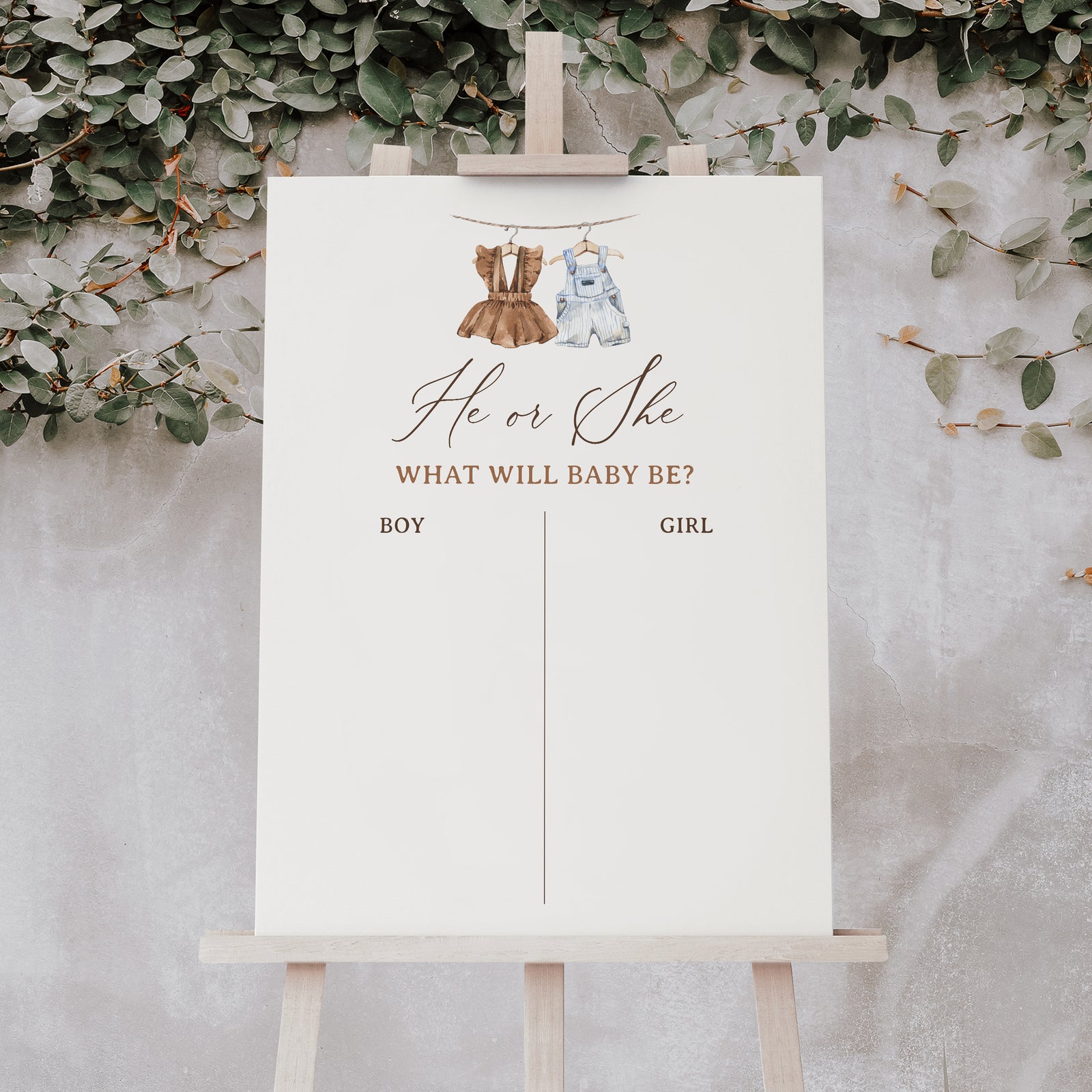 Baby Clothes Gender Reveal Guess the Gender Sign Template