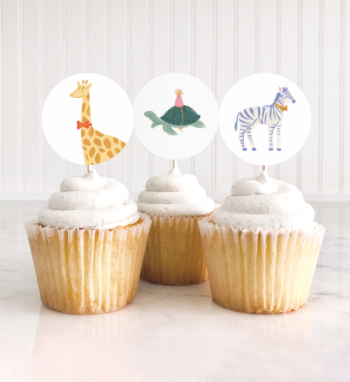 Printable Safari Animals Birthday Cupcake Toppers