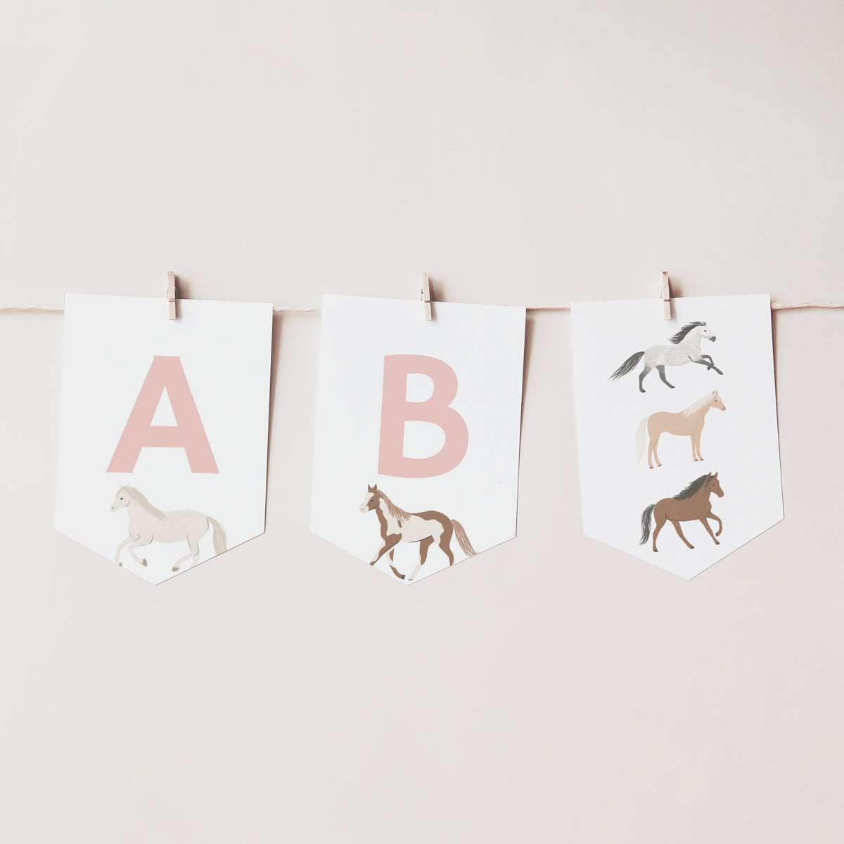 Editable Horse Birthday Pennant Banner Template