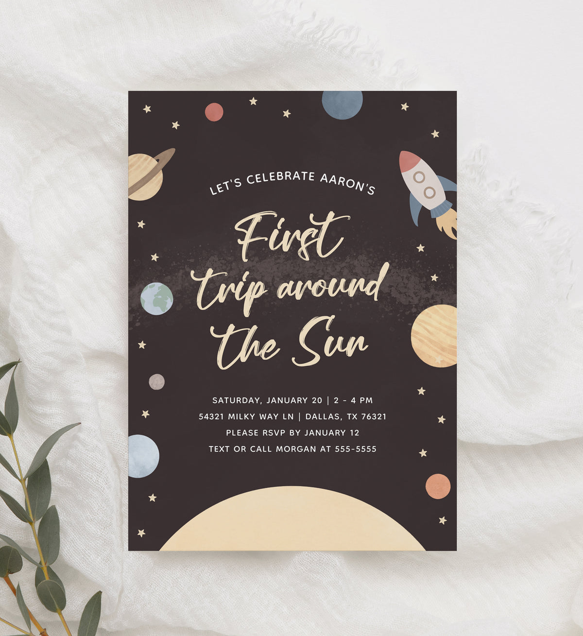 Outer Space 1st Birthday Invitation
