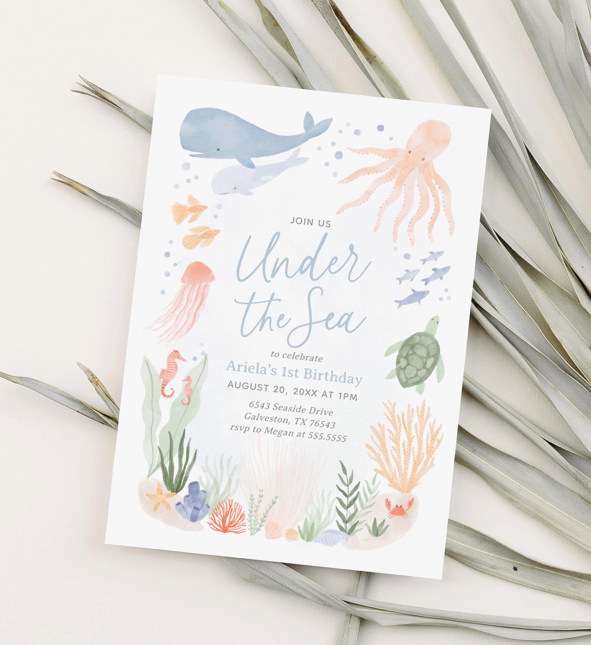 Editable Under the Sea Birthday Invitation Template