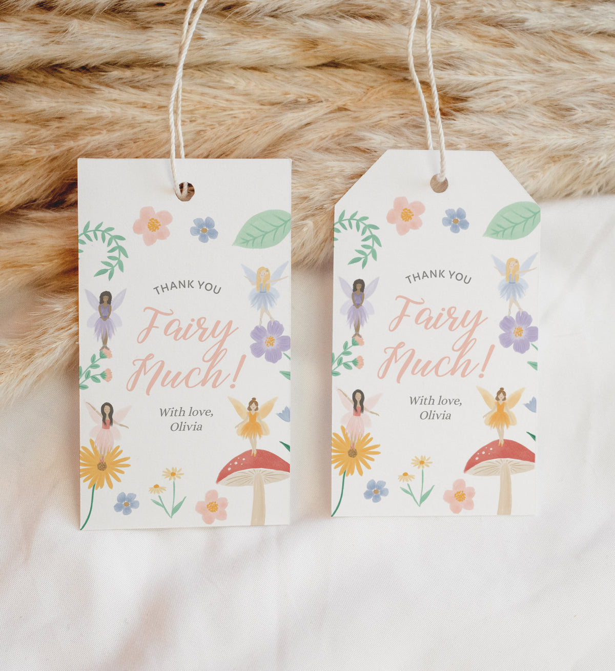 Editable Fairy Birthday Favor Tag Template